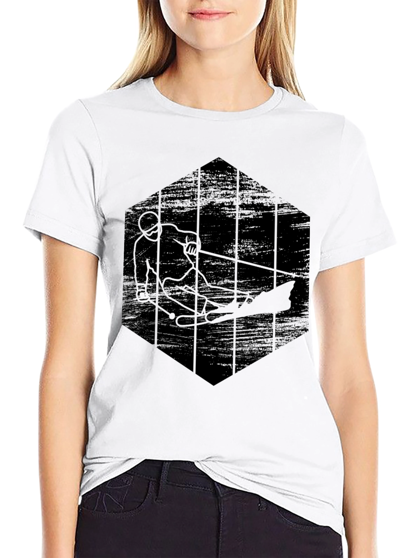 Mens Black Water Skiing Graphic T-Shirt