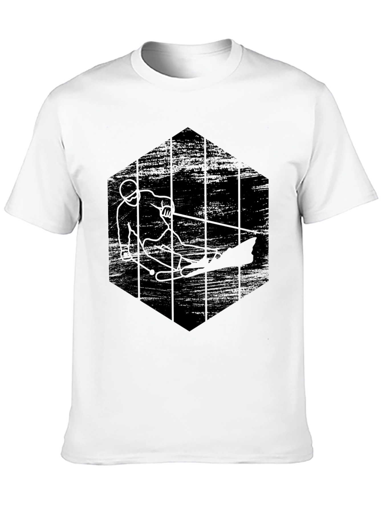 Mens Black Water Skiing Graphic T-Shirt