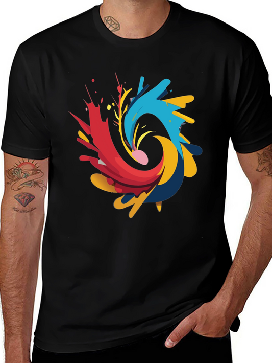 Abstract Swirl Graphic Tee - Black