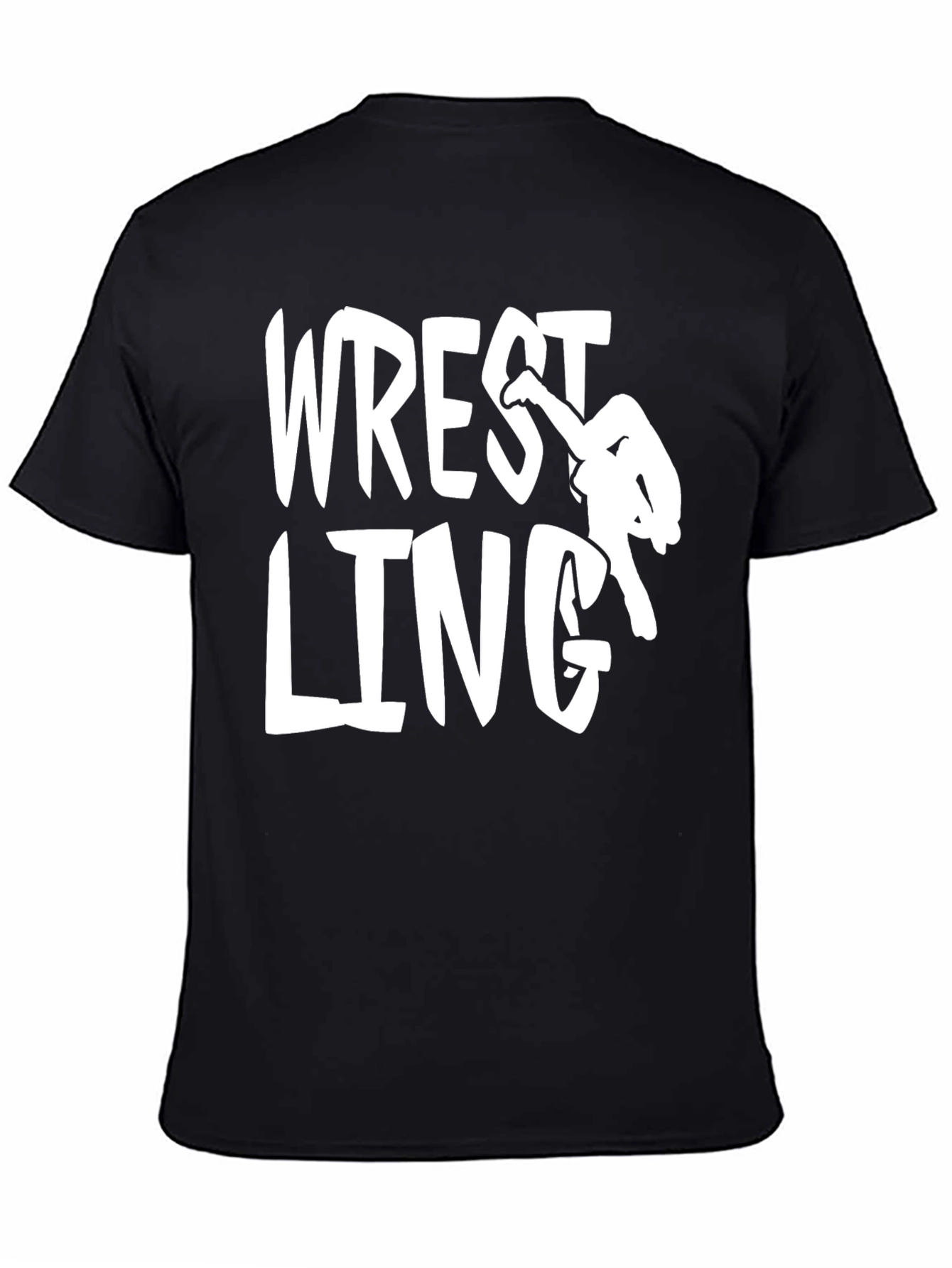 Wrestling Graphic Print Black T-Shirt