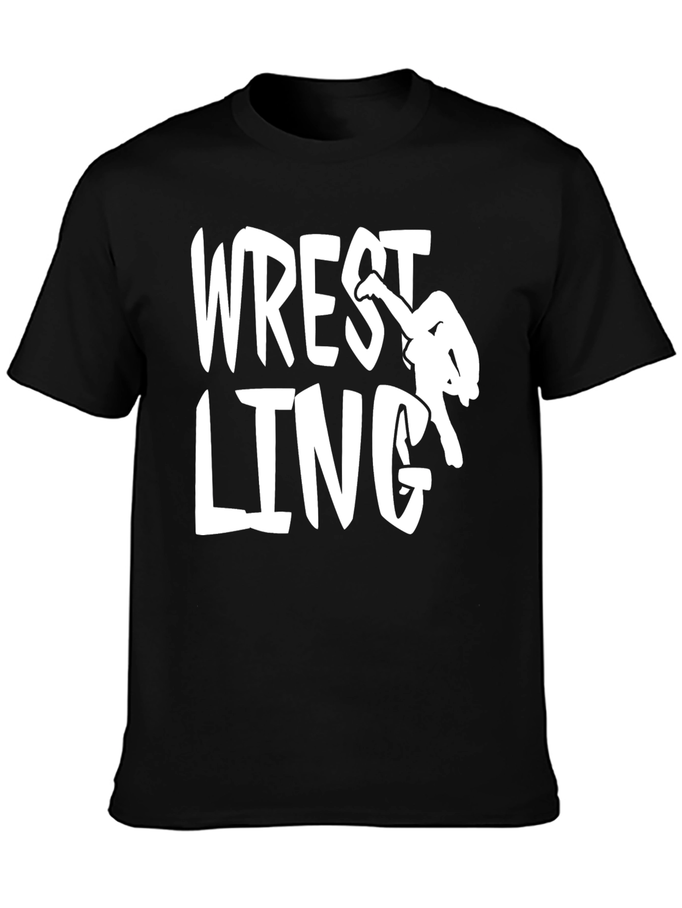 Wrestling Graphic Print Black T-Shirt