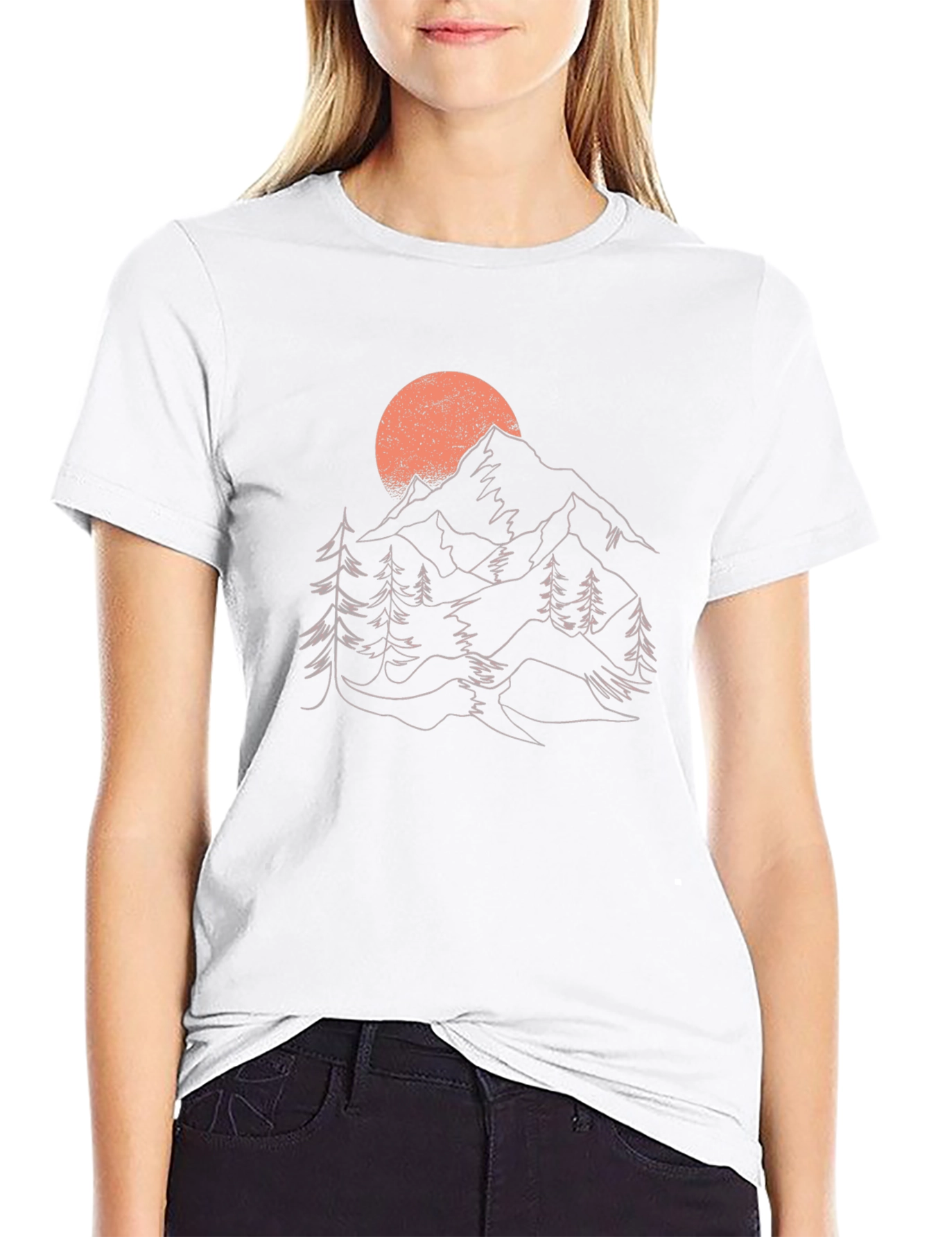 Mountain Sunset Graphic Tee - Nature Inspired Black T-Shirt