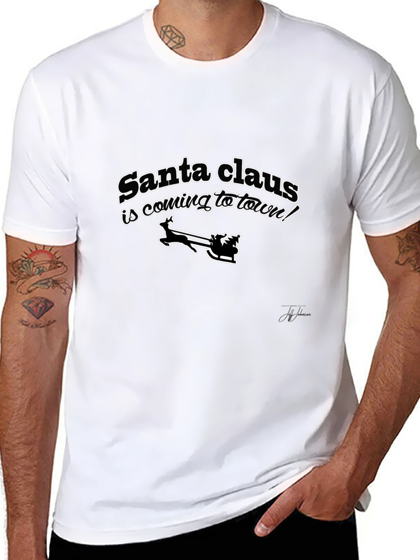 Santa Claus Is Coming To Town Black T-Shirt