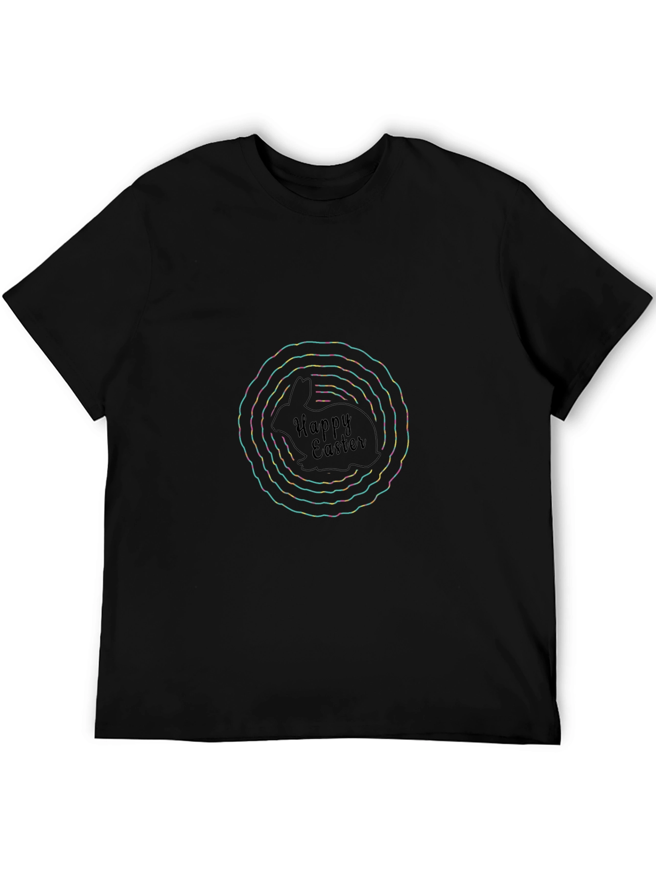 Happy Easter Rabbit Graphic Tee - Black Casual Shirt