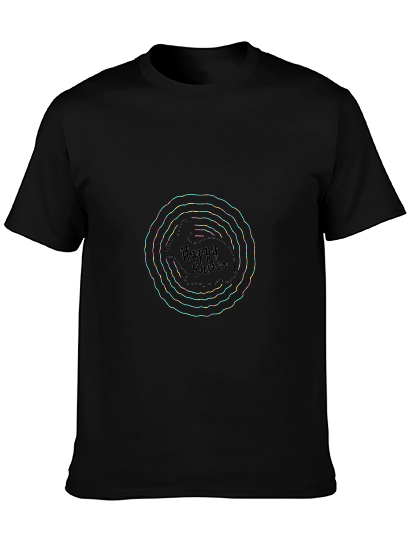 Happy Easter Rabbit Graphic Tee - Black Casual Shirt