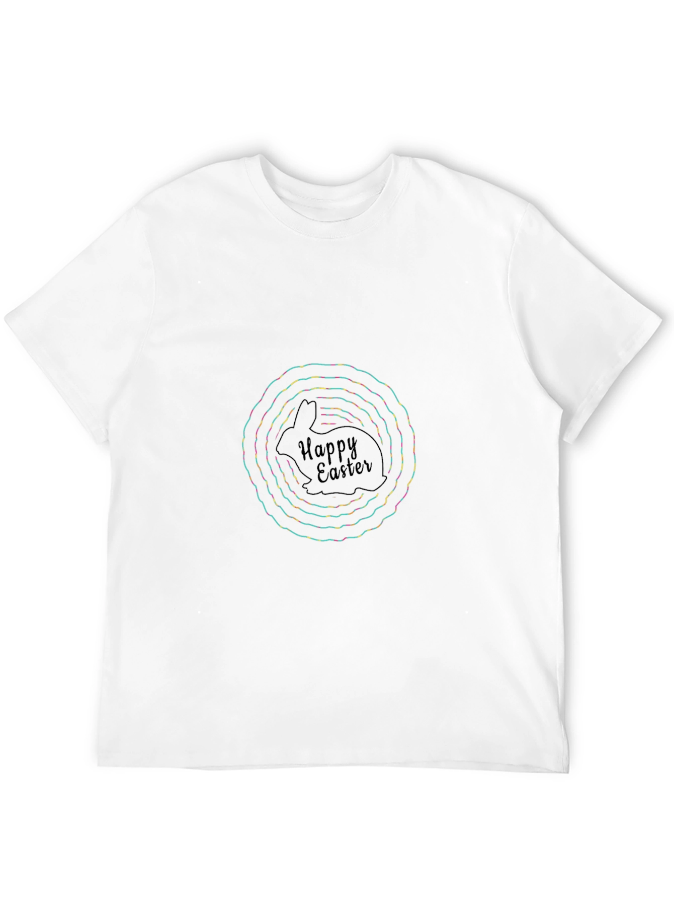 Happy Easter Rabbit Graphic Tee - Black Casual Shirt
