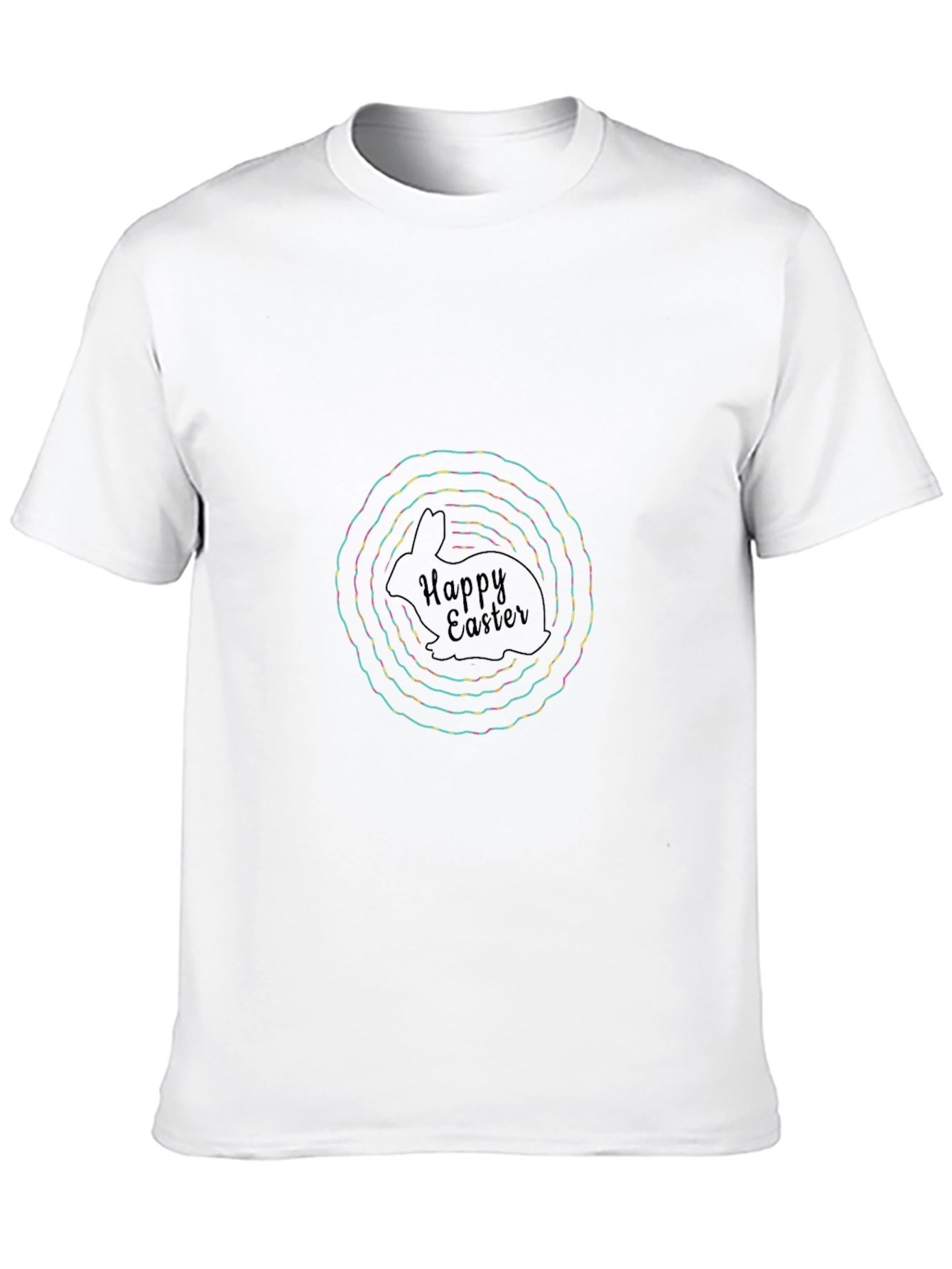 Happy Easter Rabbit Graphic Tee - Black Casual Shirt