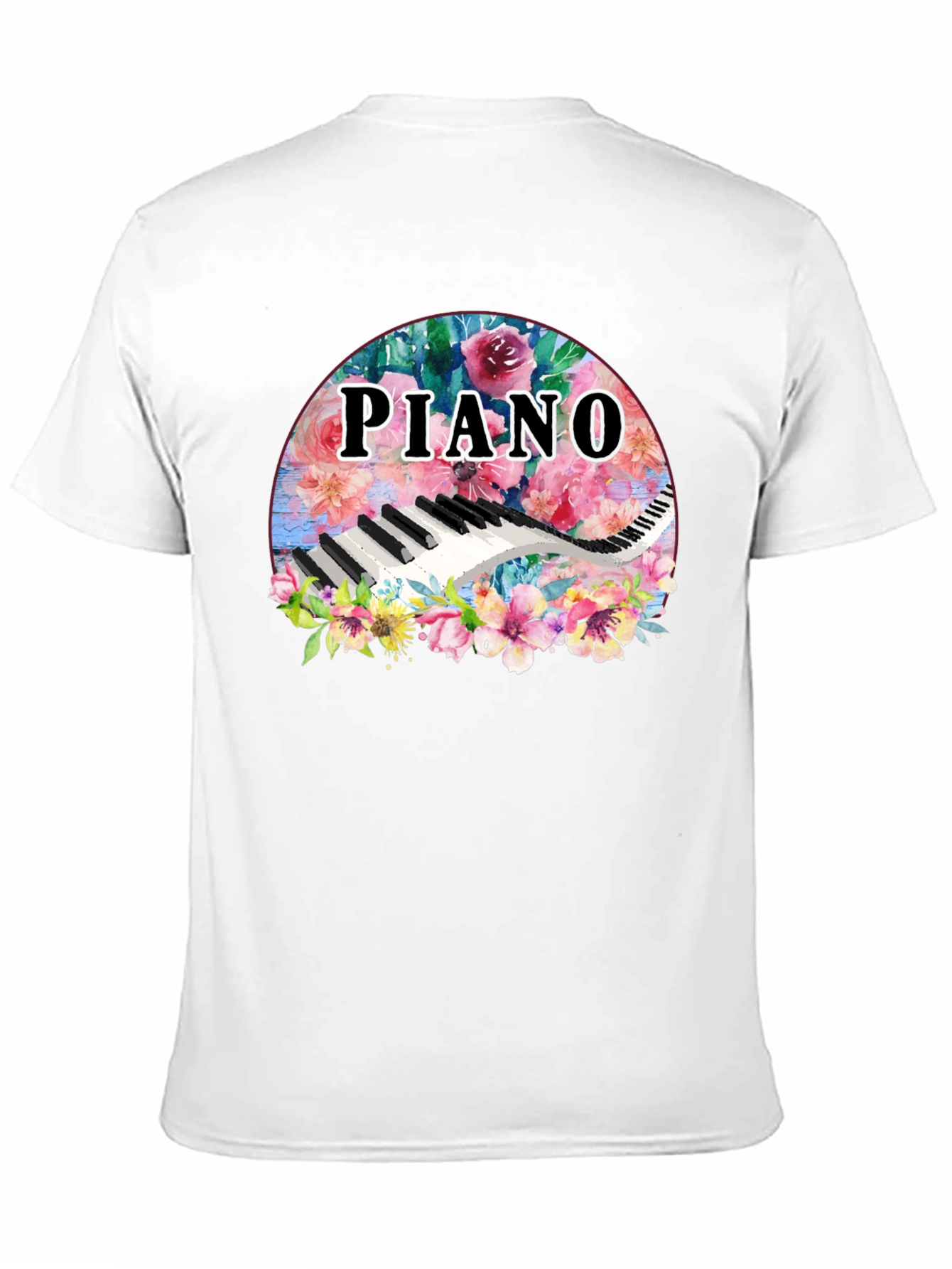 Floral Piano T-Shirt - Musical Harmony Fashion Tee