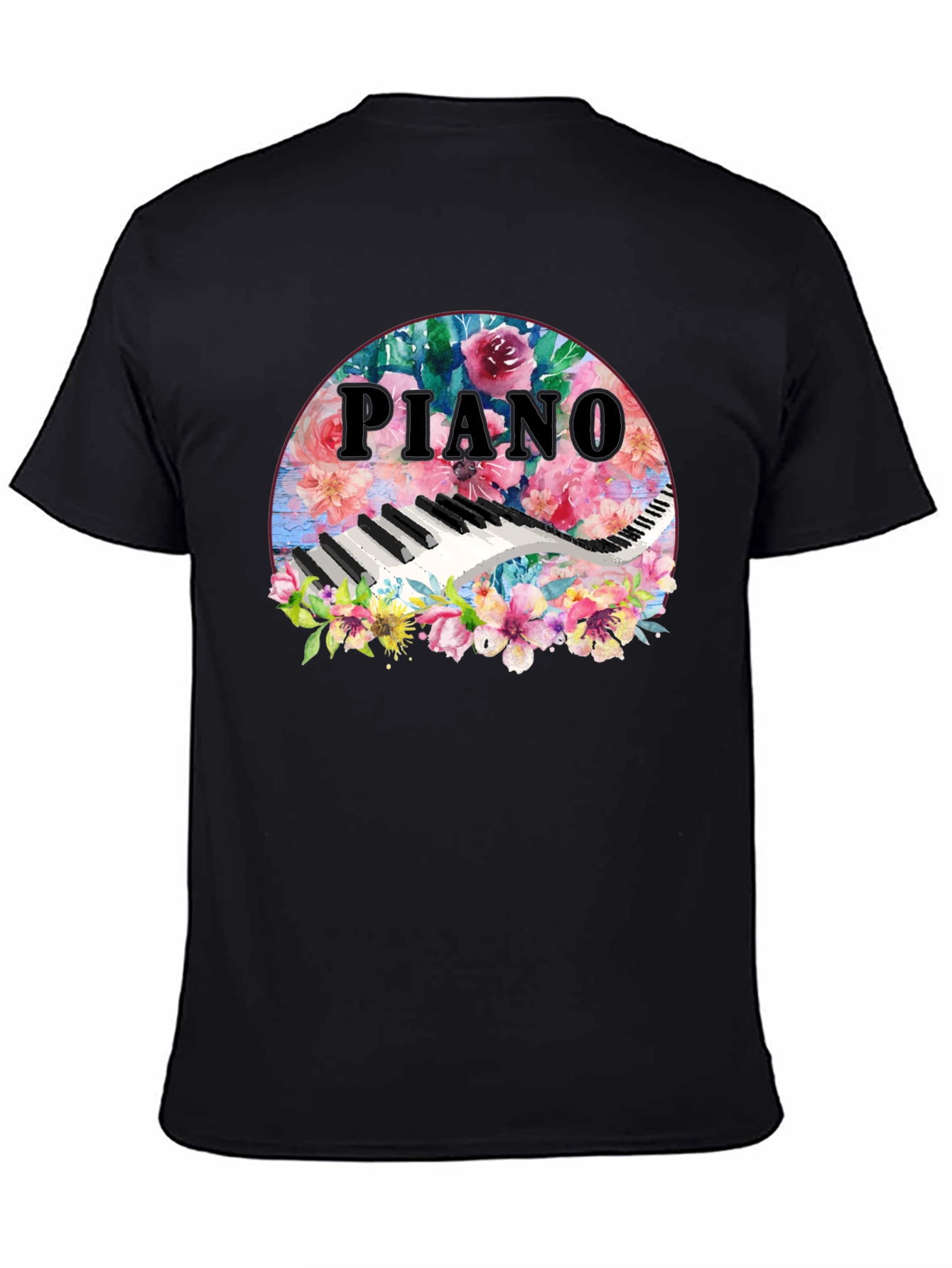 Floral Piano T-Shirt - Musical Harmony Fashion Tee