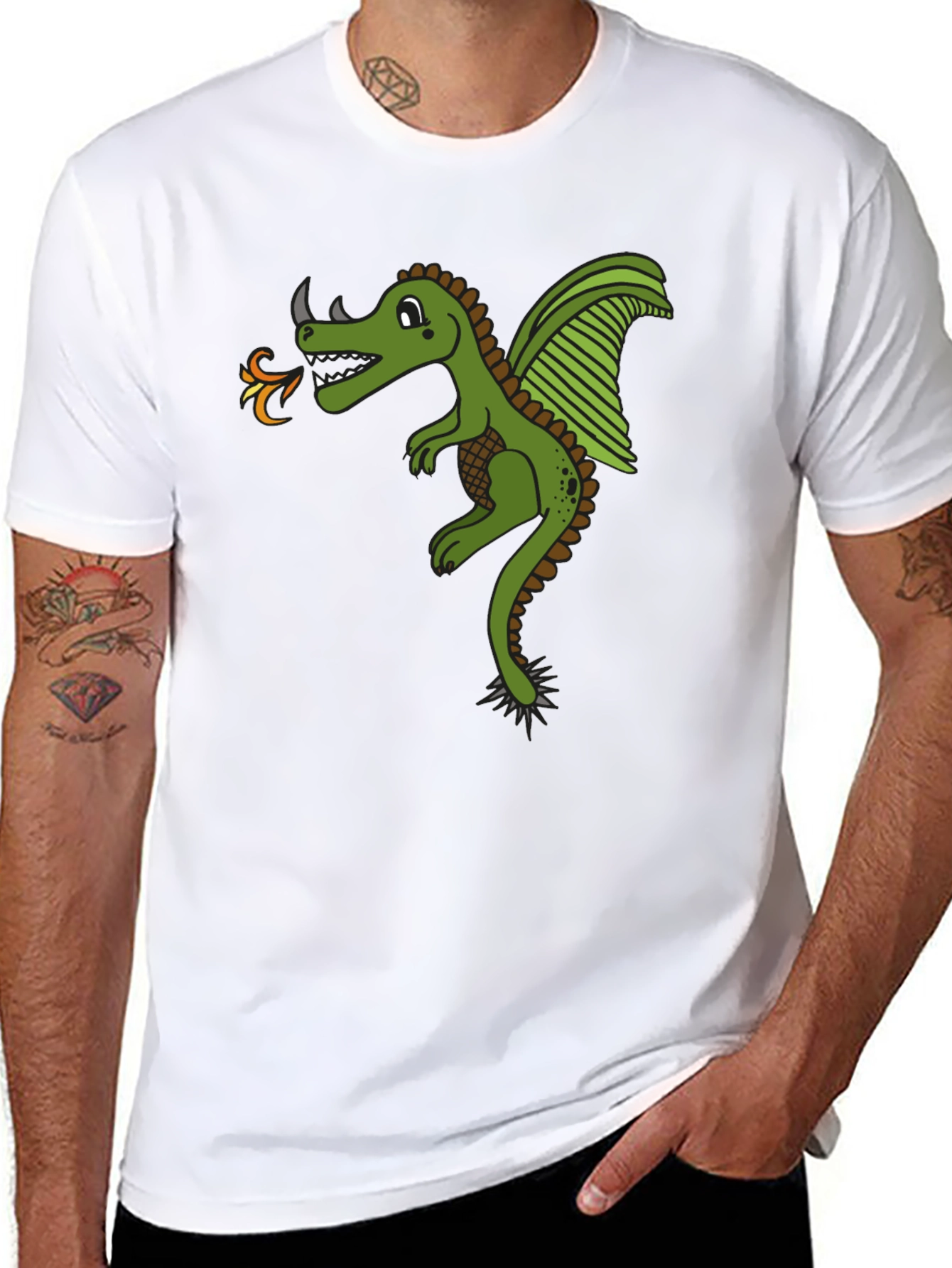 Dragon Graphic Black Tee - Fire Breathing Design