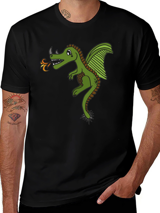 Dragon Graphic Black Tee - Fire Breathing Design