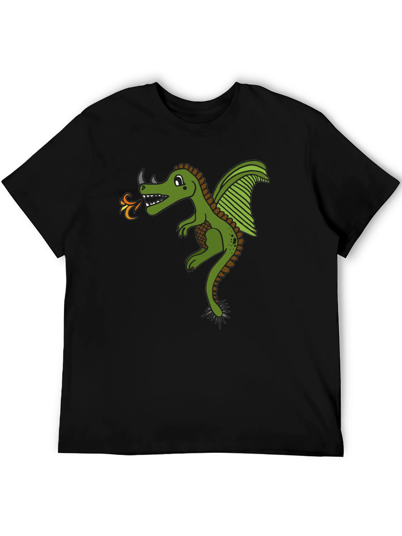 Dragon Graphic Black Tee - Fire Breathing Design