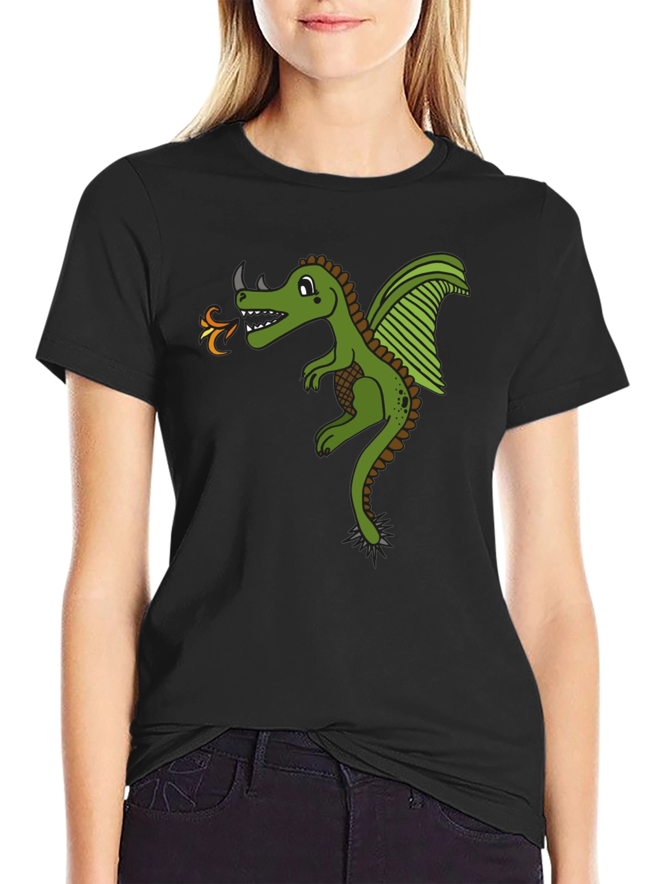 Dragon Graphic Black Tee - Fire Breathing Design