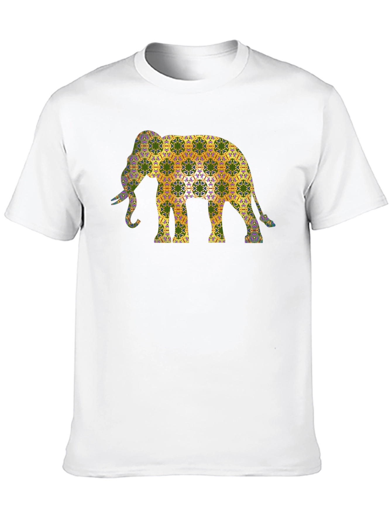Elephant Pattern Mens Black T-Shirt