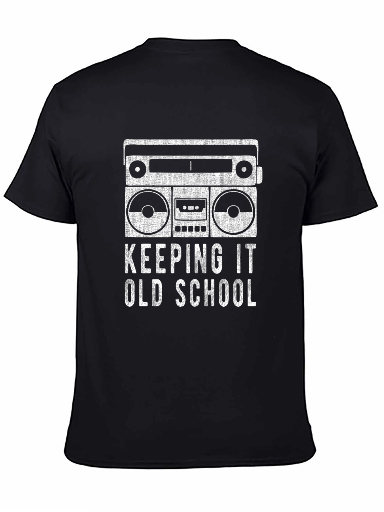 Retro Boombox Keeping It Old School Black T-Shirt