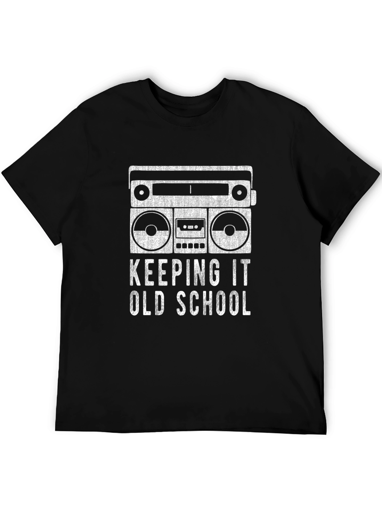 Retro Boombox Keeping It Old School Black T-Shirt
