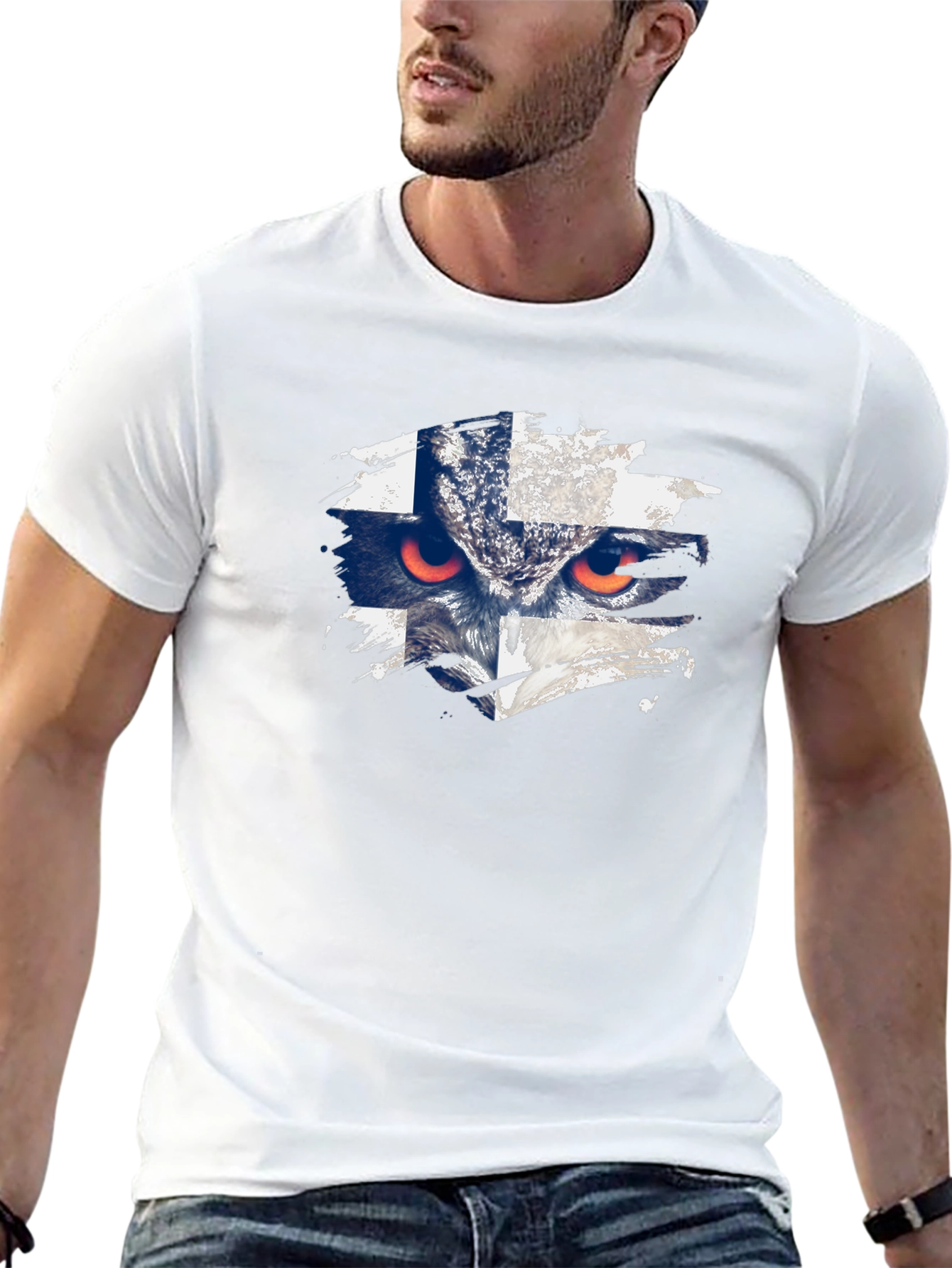 Finland Flag Owl Graphic T-Shirt