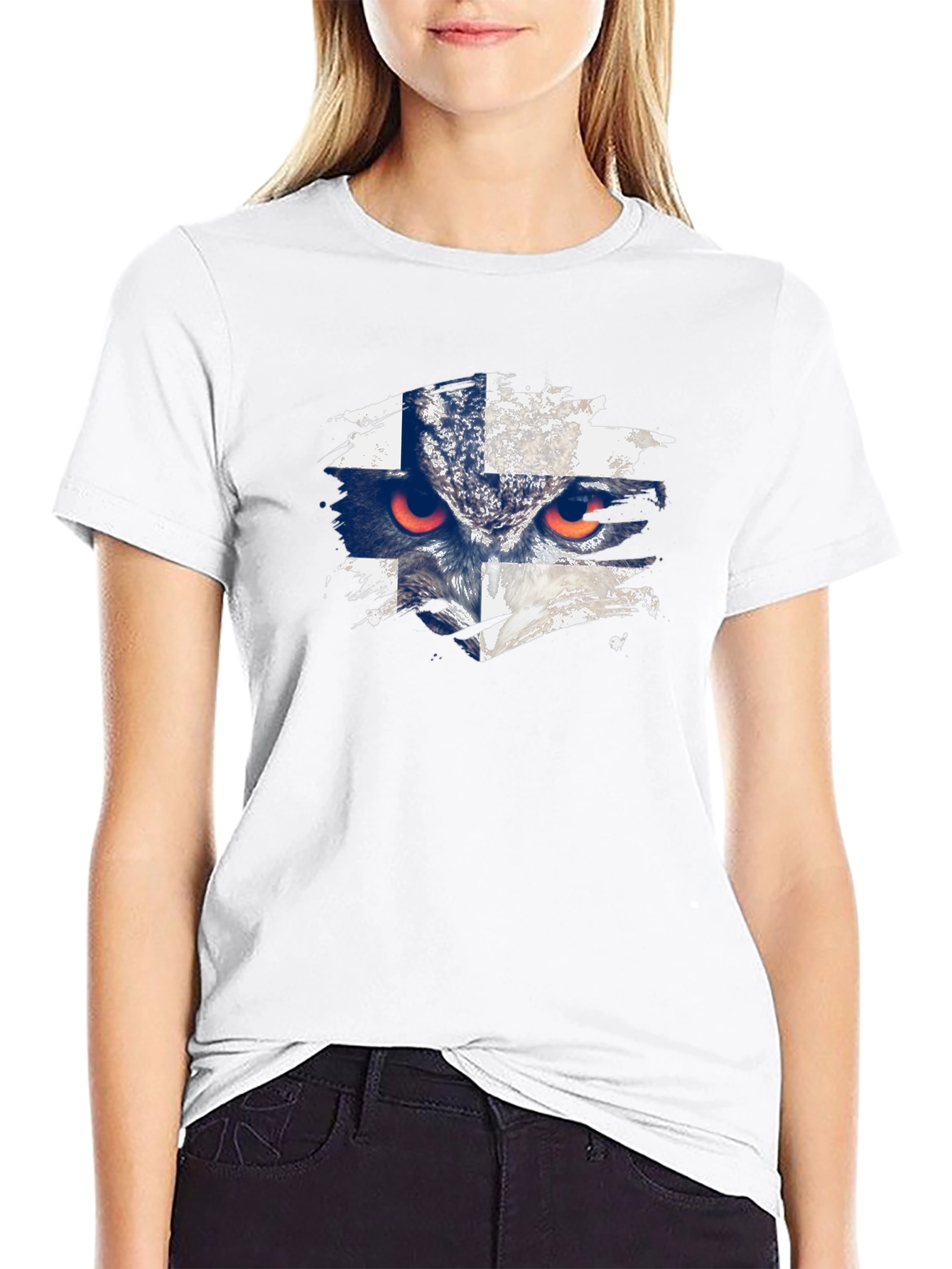 Finland Flag Owl Graphic T-Shirt