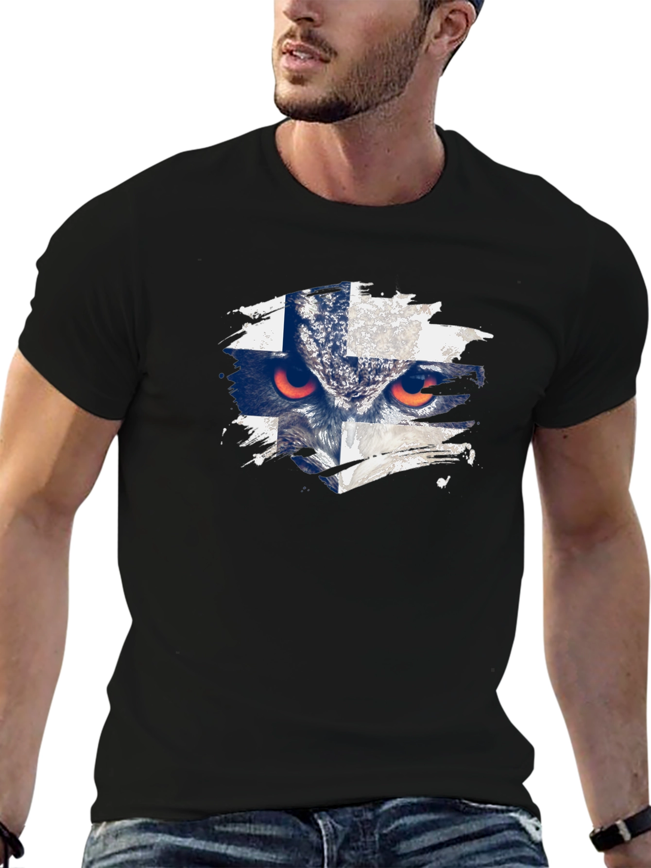 Finland Flag Owl Graphic T-Shirt