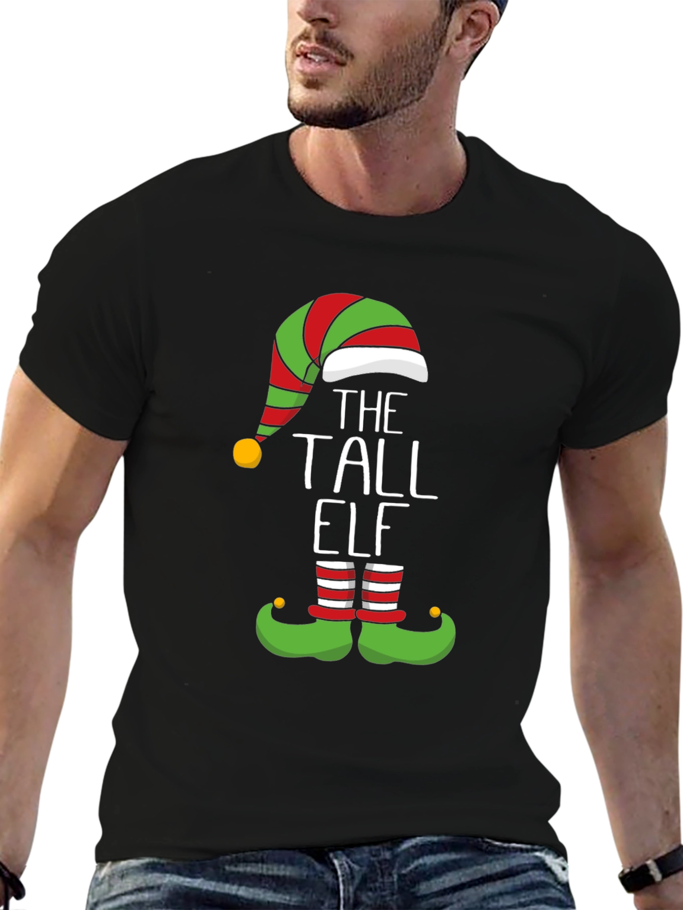 The Tall Elf Graphic Tee - Holiday Festive Fun