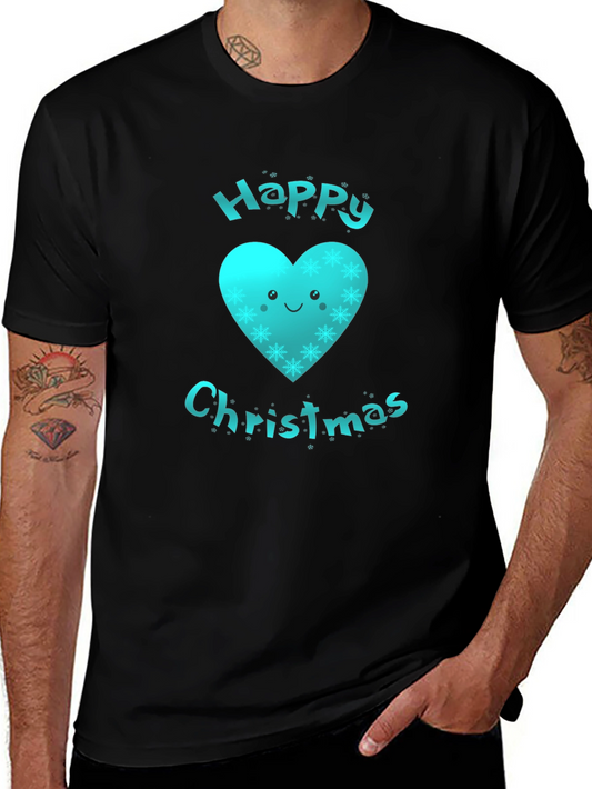 Festive Happy Christmas Heart Graphic T-Shirt