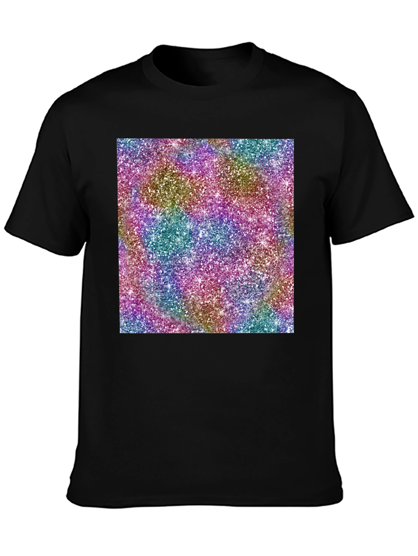 Mens Black T-Shirt with Glitter Pattern