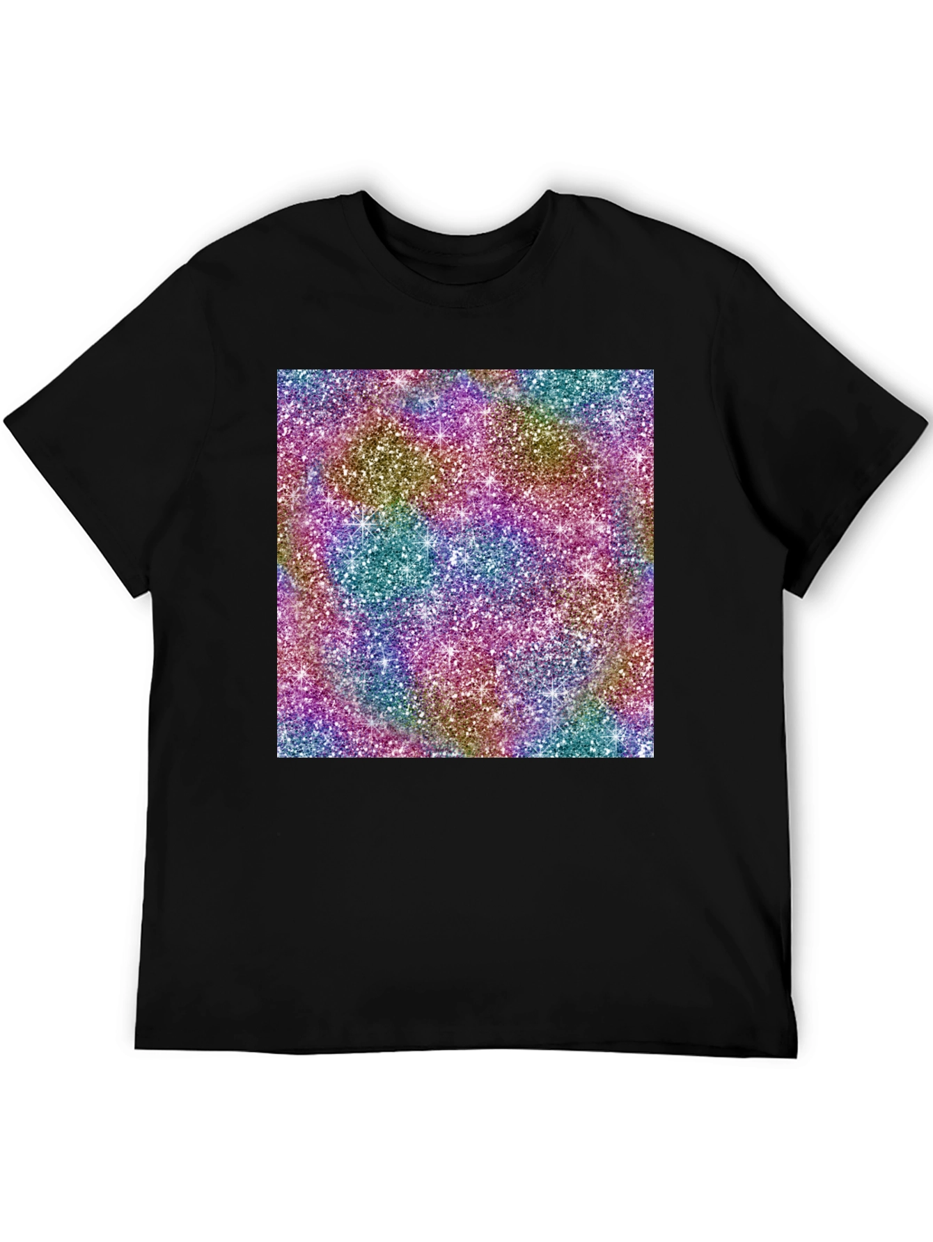 Mens Black T-Shirt with Glitter Pattern