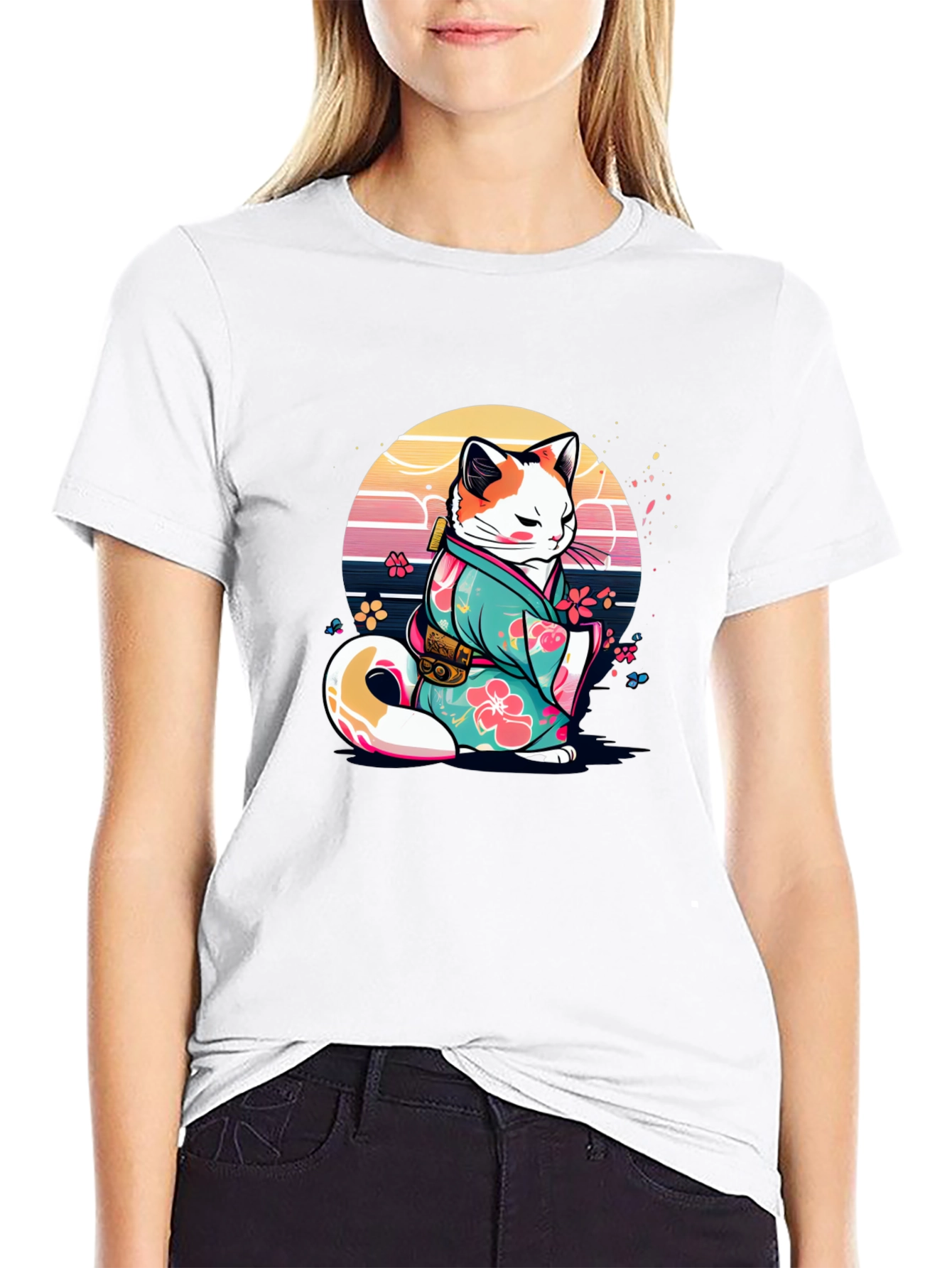 Japanese Cat Kimono T-Shirt