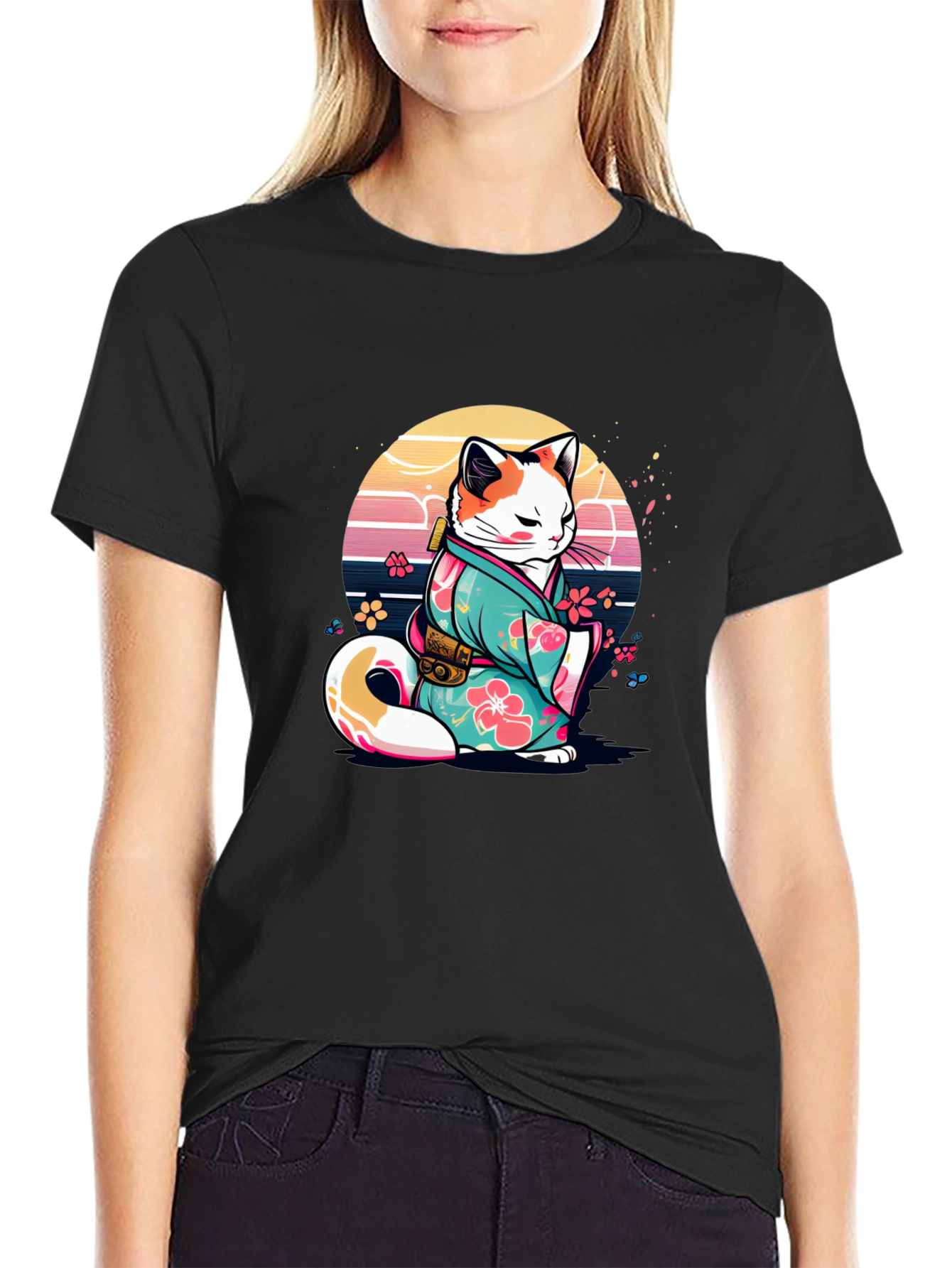 Japanese Cat Kimono T-Shirt
