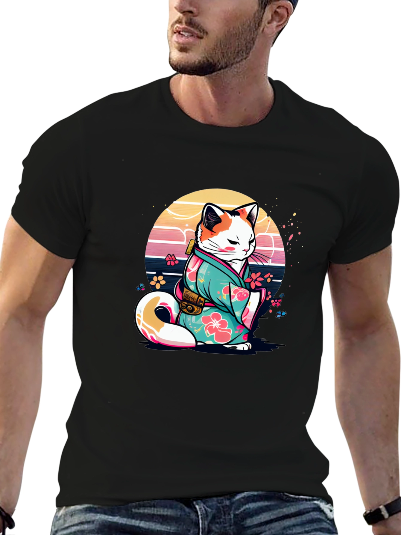 Japanese Cat Kimono T-Shirt