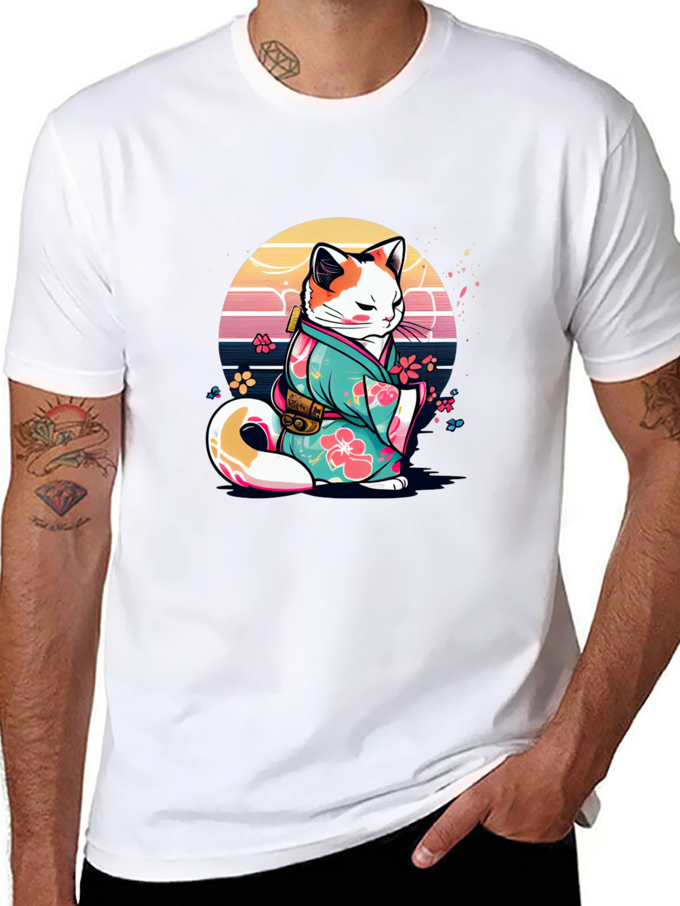 Japanese Cat Kimono T-Shirt