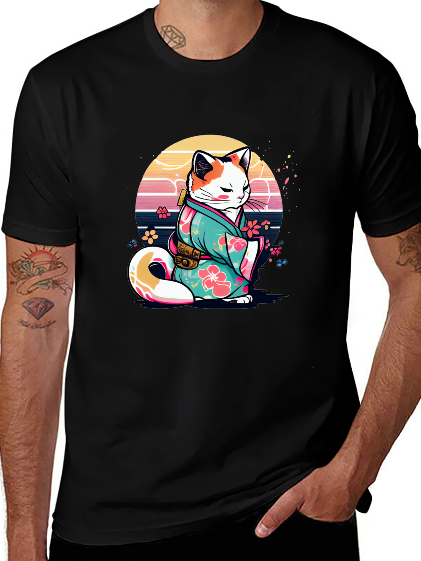 Japanese Cat Kimono T-Shirt