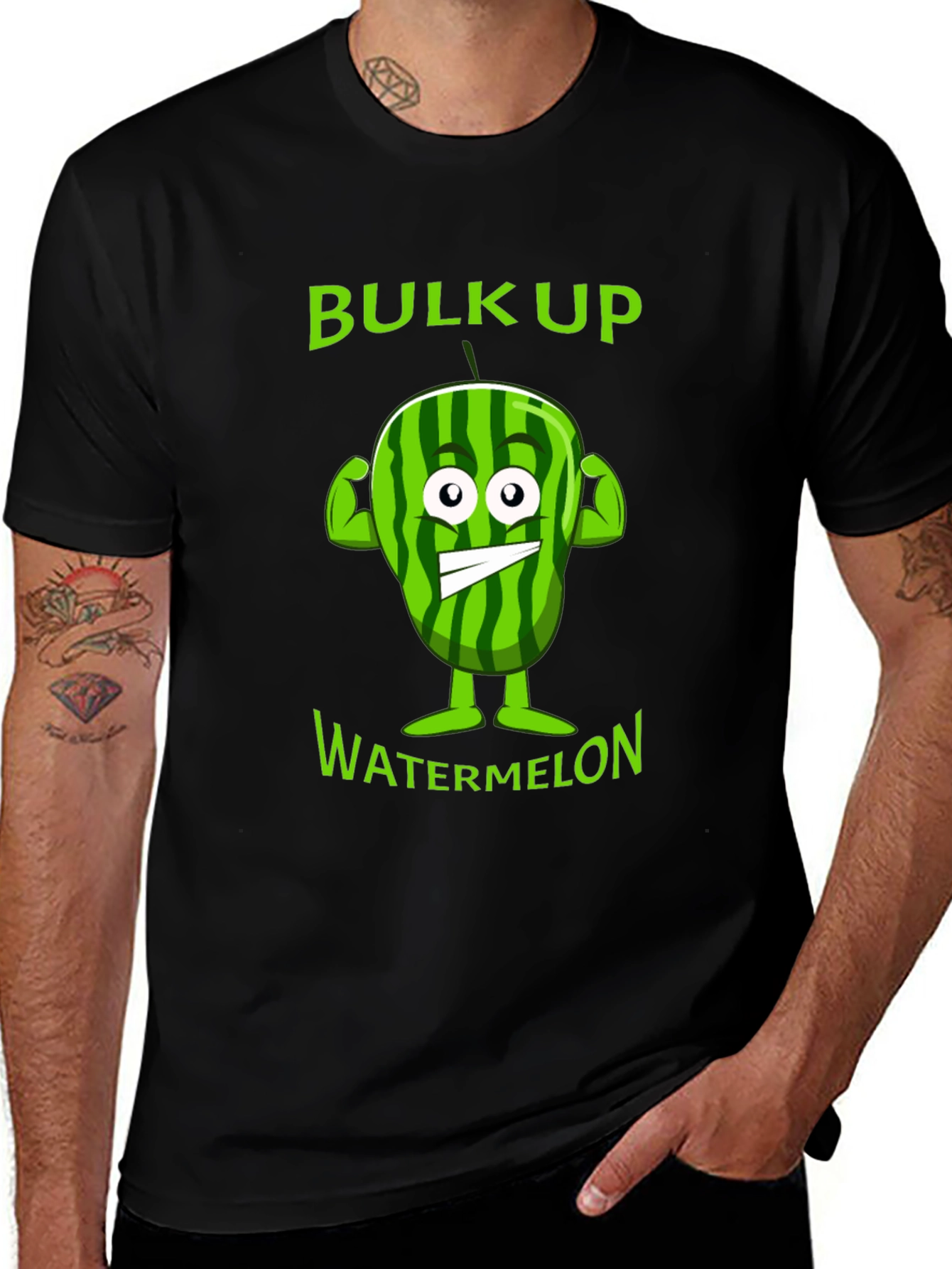 Funny Bulk Up Watermelon Graphic T-Shirt