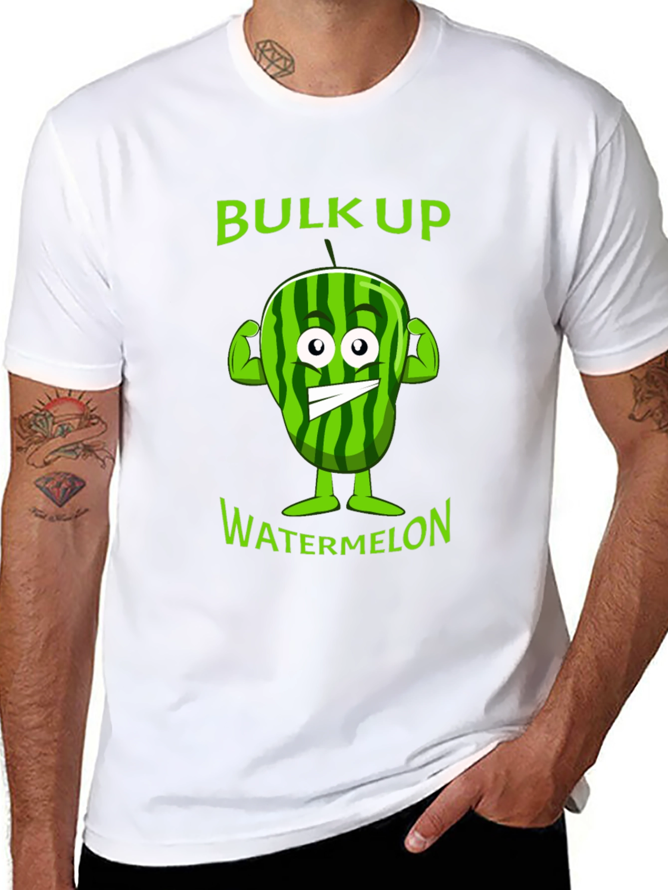 Funny Bulk Up Watermelon Graphic T-Shirt