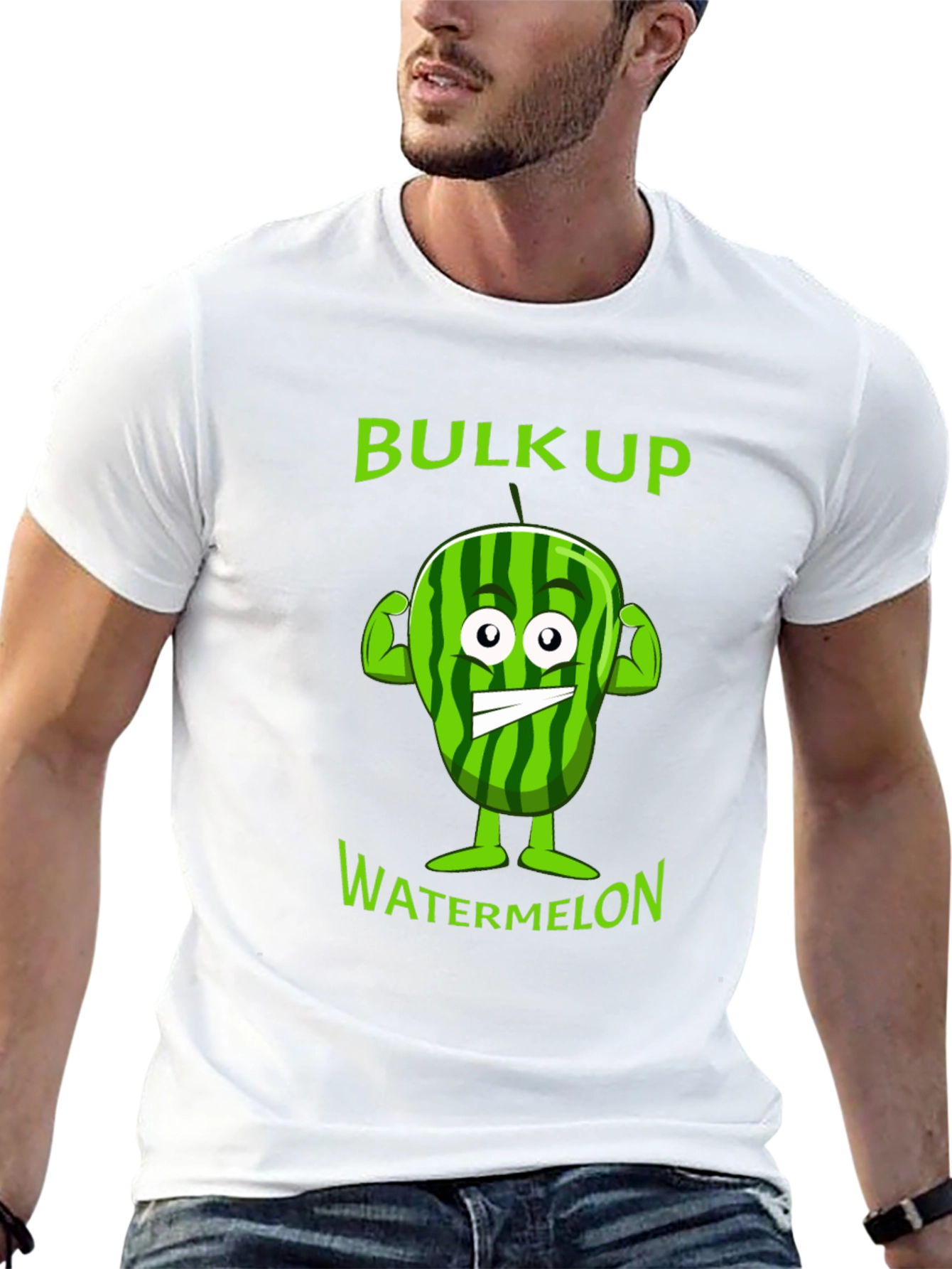 Funny Bulk Up Watermelon Graphic T-Shirt