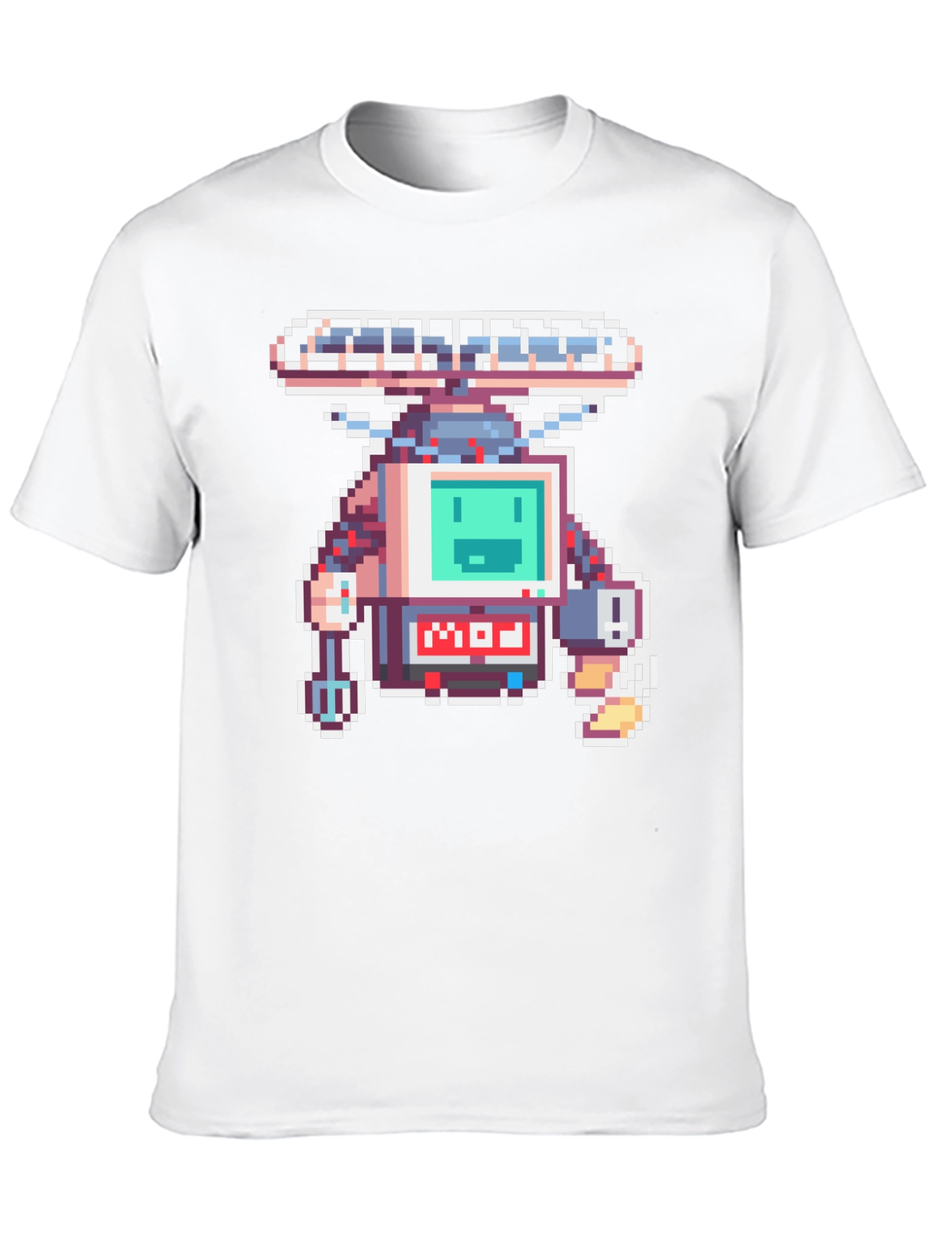 Pixel Art Robot Graphic Black T-Shirt