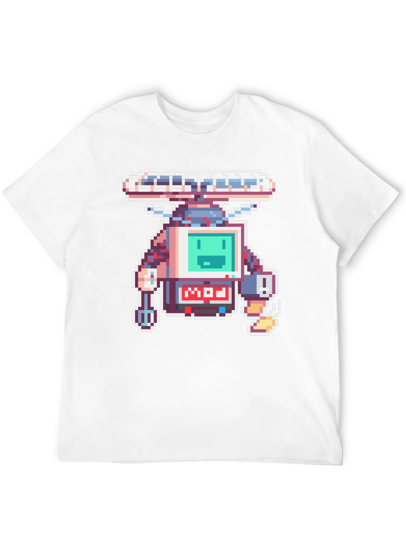 Pixel Art Robot Graphic Black T-Shirt