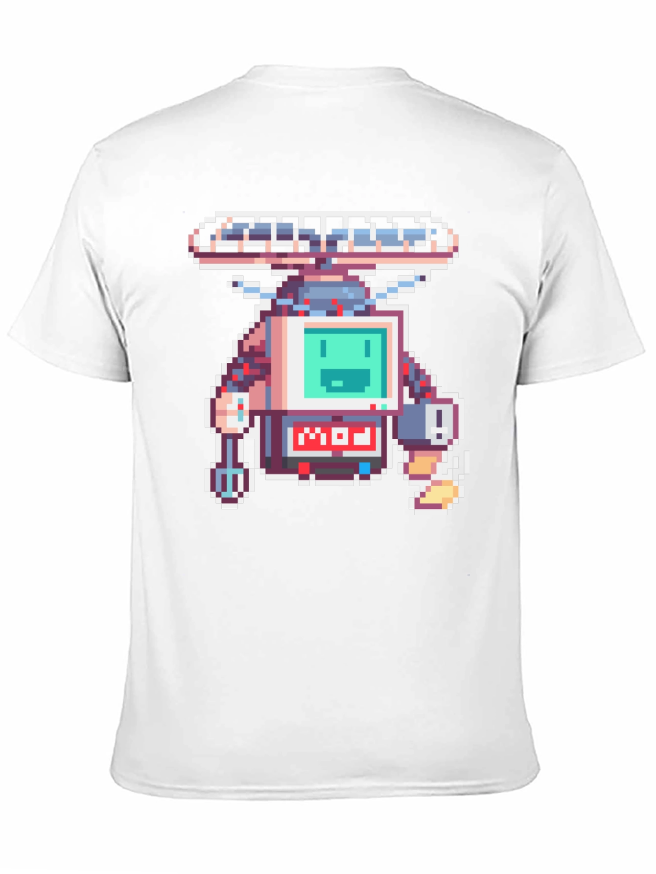 Pixel Art Robot Graphic Black T-Shirt
