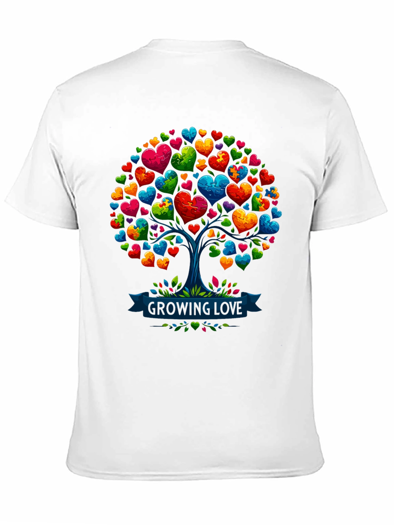 Love Tree T-Shirt: Growing Love Puzzle Heart Design