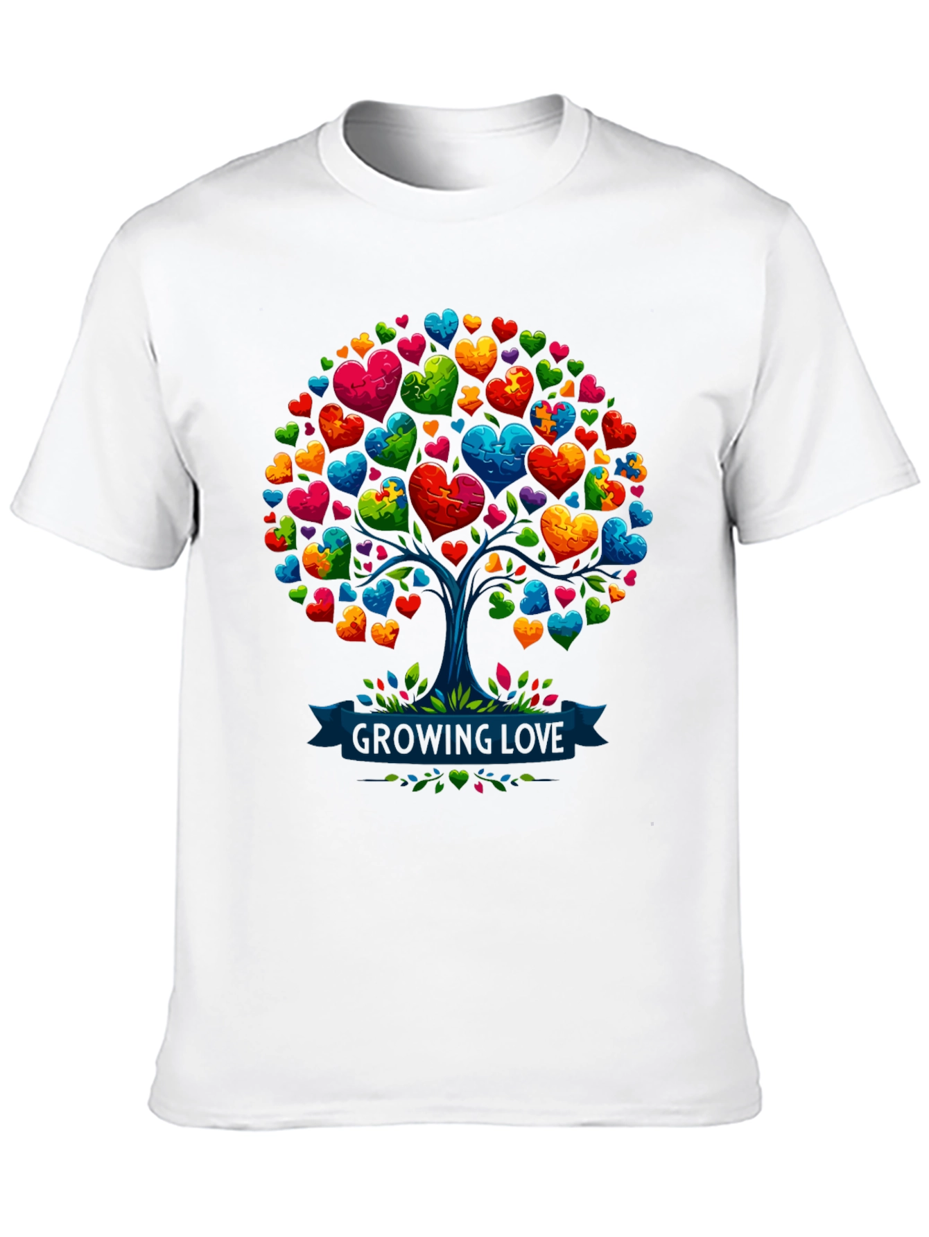 Love Tree T-Shirt: Growing Love Puzzle Heart Design