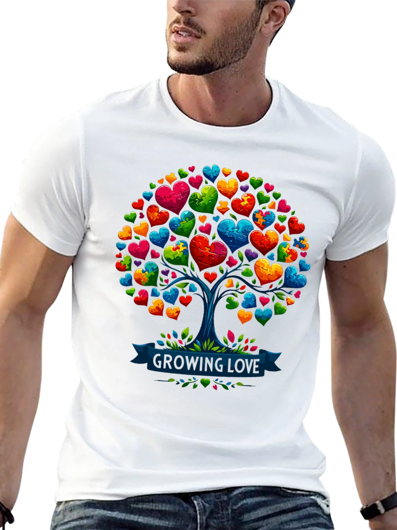 Love Tree T-Shirt: Growing Love Puzzle Heart Design