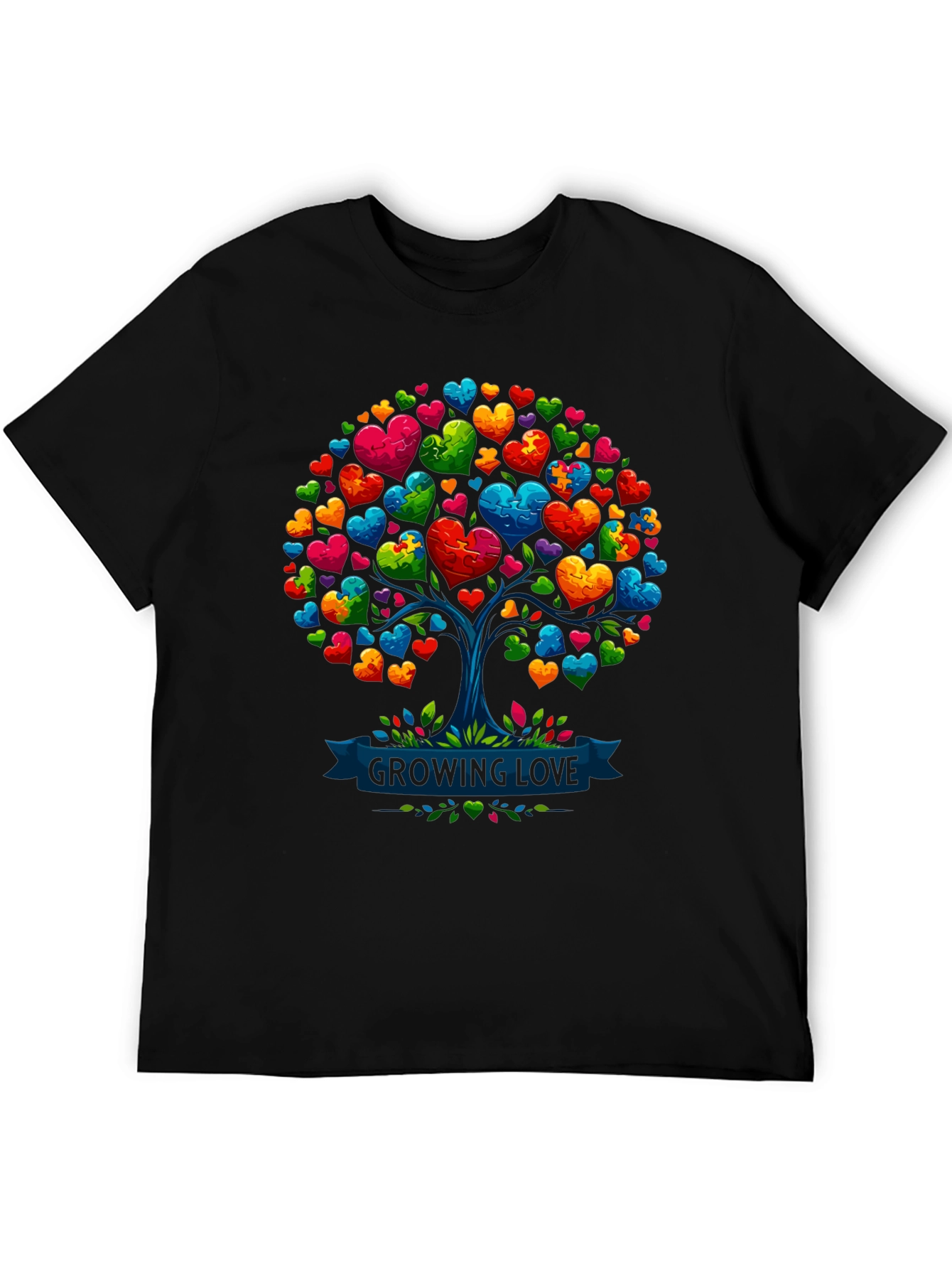 Love Tree T-Shirt: Growing Love Puzzle Heart Design