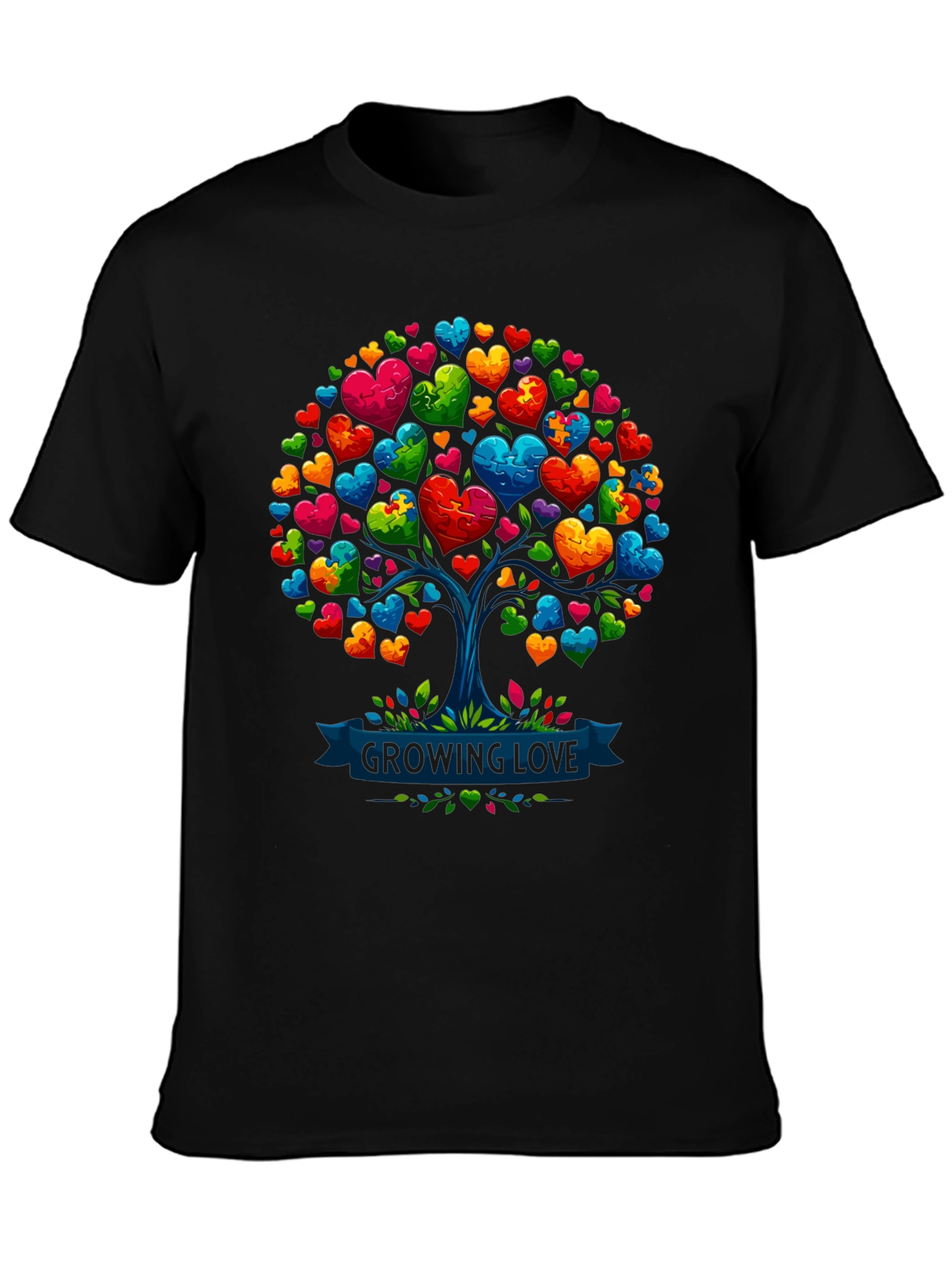 Love Tree T-Shirt: Growing Love Puzzle Heart Design