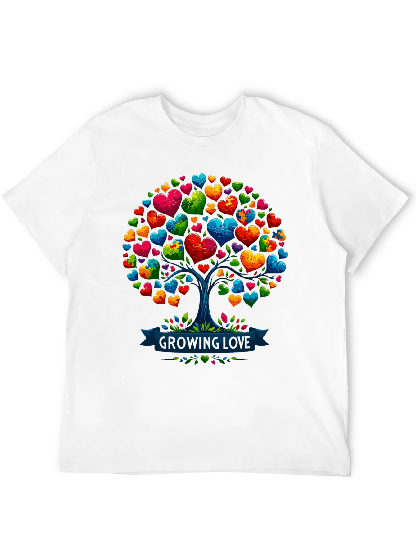 Love Tree T-Shirt: Growing Love Puzzle Heart Design