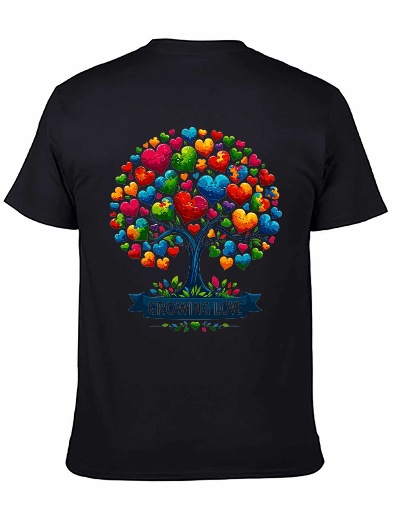 Love Tree T-Shirt: Growing Love Puzzle Heart Design