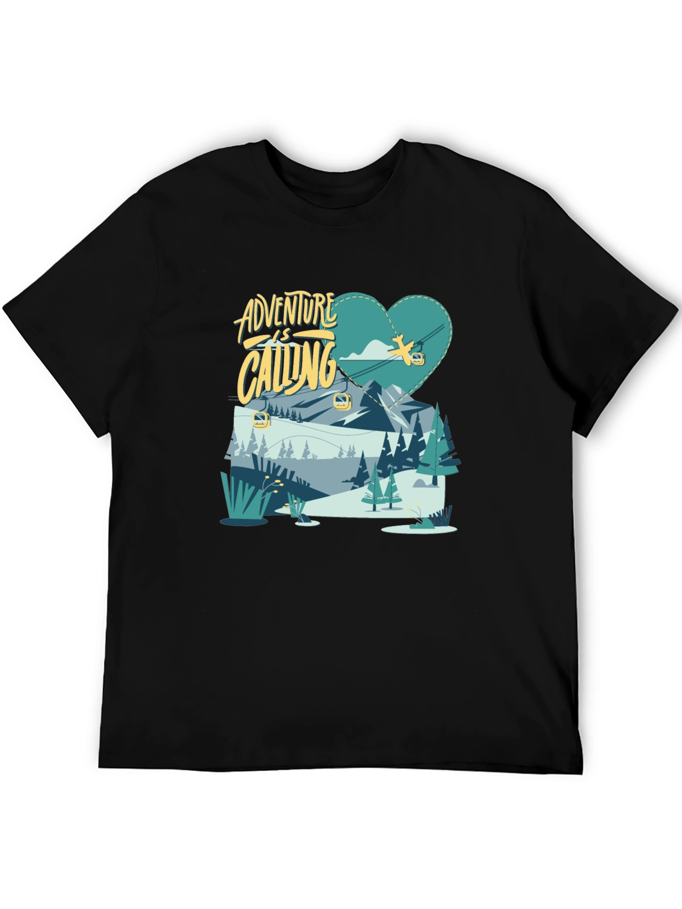 Adventure is Calling Graphic Tee - Black Cotton