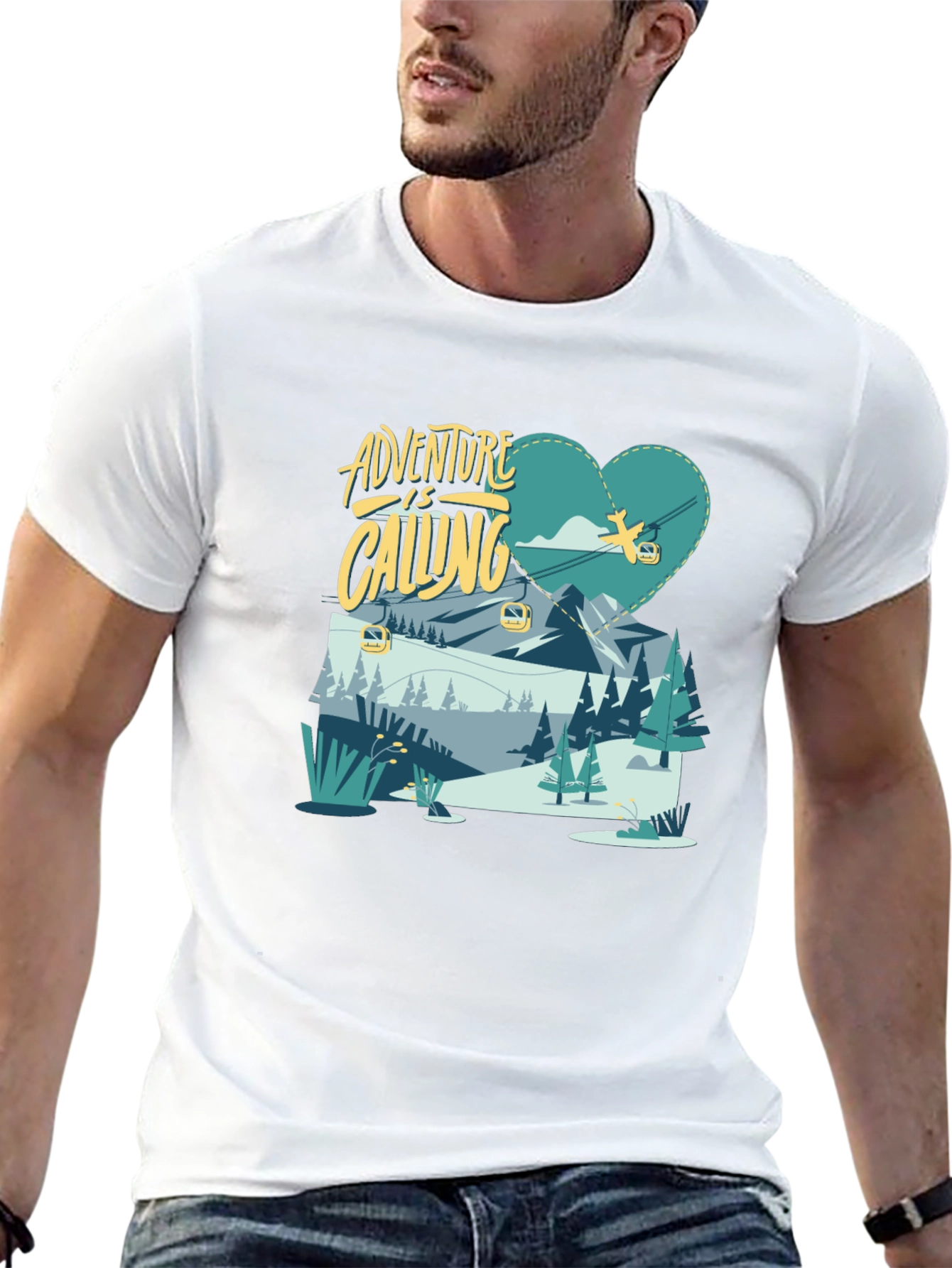 Adventure is Calling Graphic Tee - Black Cotton