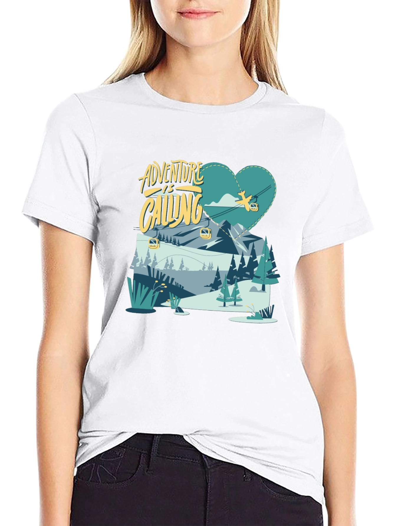 Adventure is Calling Graphic Tee - Black Cotton