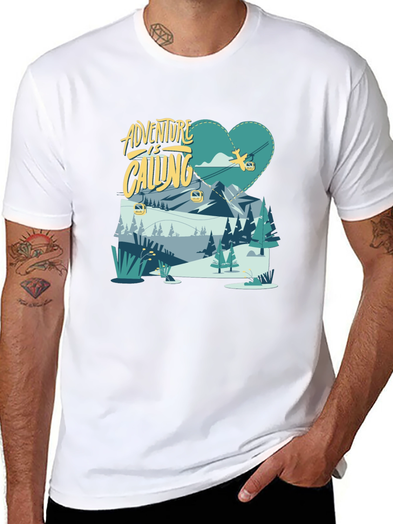 Adventure is Calling Graphic Tee - Black Cotton
