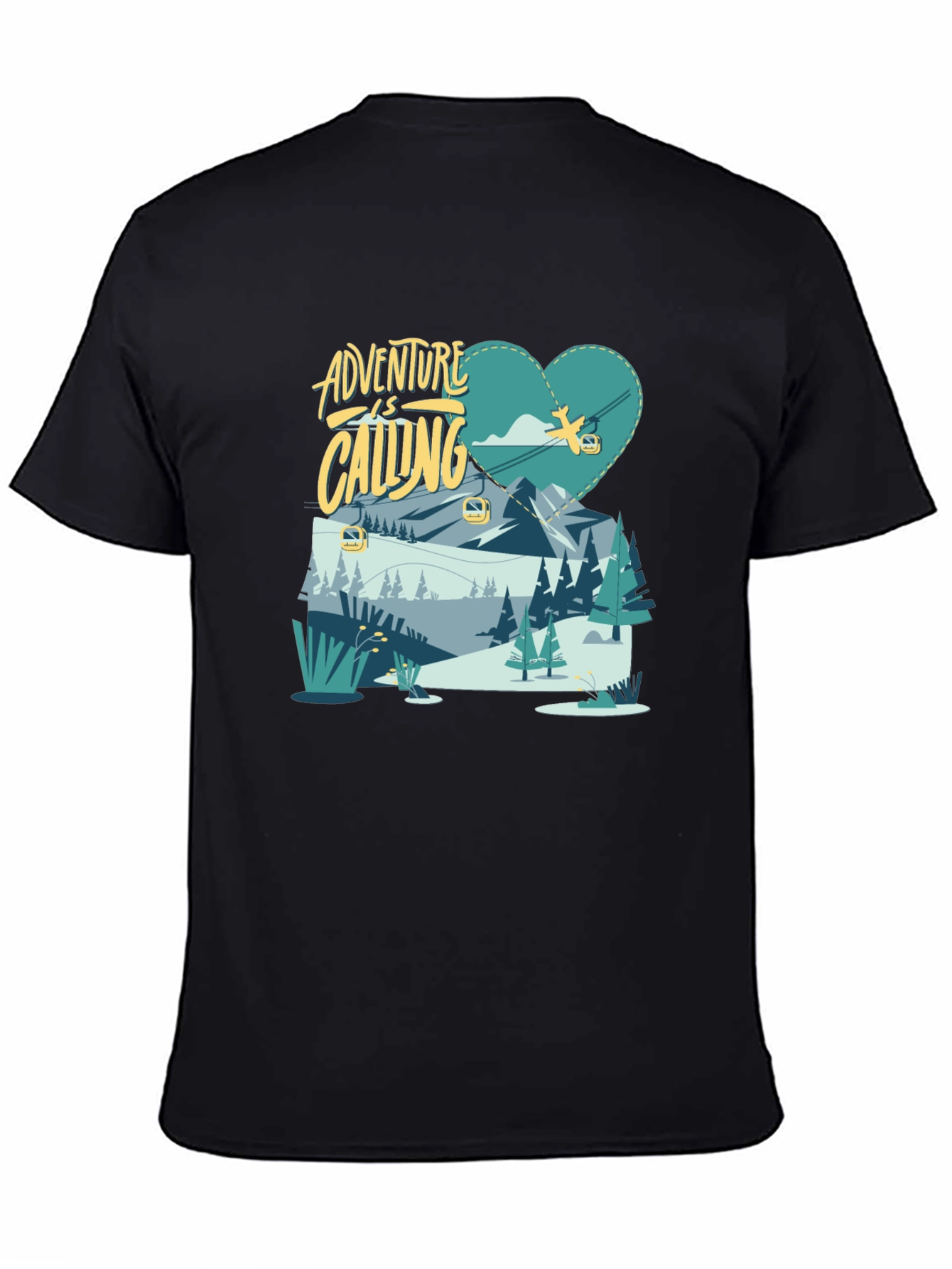 Adventure is Calling Graphic Tee - Black Cotton